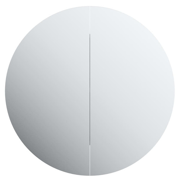 Bathroom Cabinet with Round Mirror&LED Black 21.3"x21.3"x6.9 A949-345588