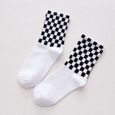 Cotton Men's Socks Black and White Houndstooth Plaid Classic Socks Q119-CJNSFJWZ00061