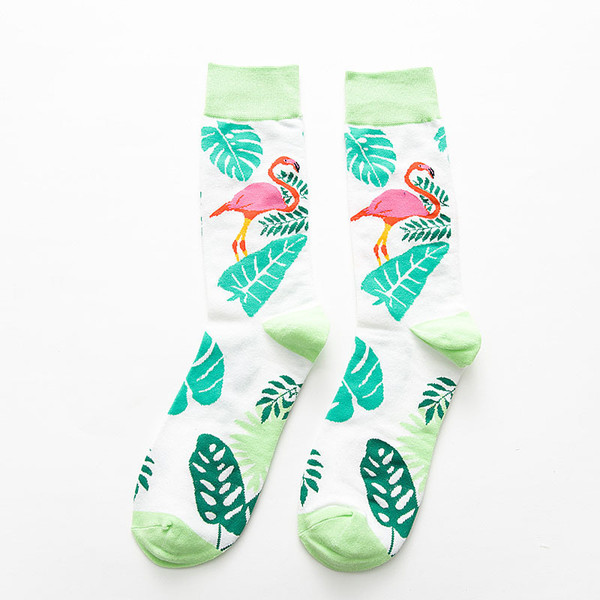 Crane flamingo cotton tube men's socks Q119-CJNSFJWZ00082
