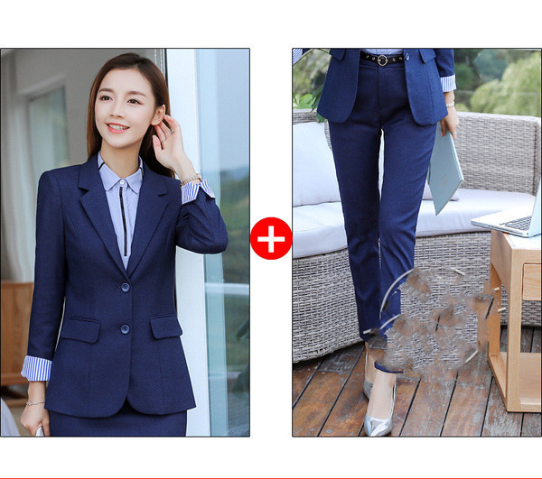 Color: 2Blue, Size: M - Simple double button suit Q119-CJNSWTQB02396-2Blue-M
