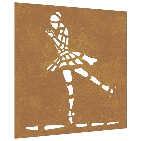  Patio Wall Decoration 21.7"x21.7" Corten Steel Ballet Dancer Design A949-824503