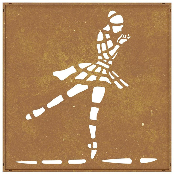  Patio Wall Decoration 21.7"x21.7" Corten Steel Ballet Dancer Design A949-824503