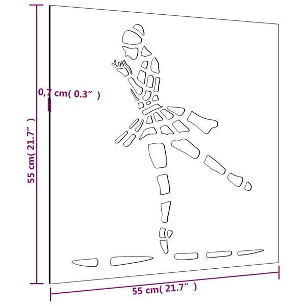  Patio Wall Decoration 21.7"x21.7" Corten Steel Ballet Dancer Design A949-824503