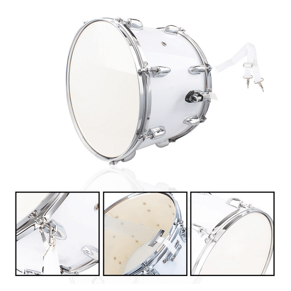 14 x10 inches Marching Drum   Drumsticks   Key   Strap White T575-S0671289637