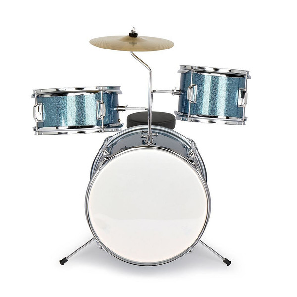 14"x10" 3-Pieces Junior Kids Drum Set Kit Pedal Drum Stick Wrench Drum Stool Sky Blue T575-S0671383924