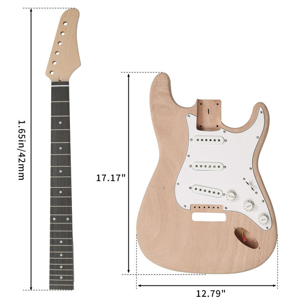 DIY 6 String ST Style Electric Guitar Kits with Mahogany Body, Maple Neck and Accessories T575-S0671266235