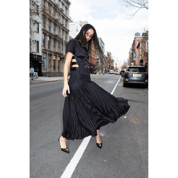 Maryanne Black Pleated Skirt T575-V0671384290
