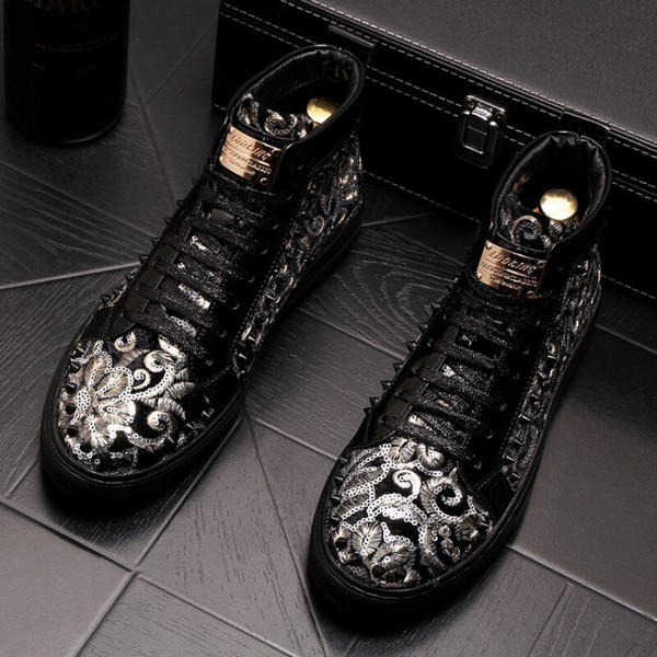 Color: Black inner increase, Size: 40 - Personalized Blue Sequined Color-Block Sports Sneakers Q119-CJBHNSNS32052-Black inner increase-40