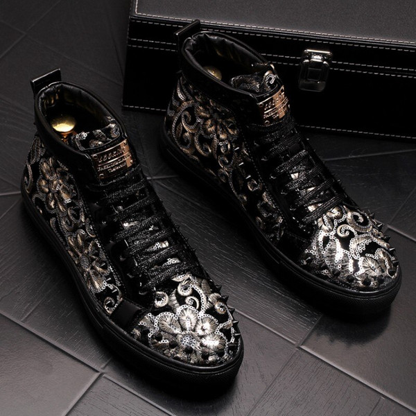 Color: Black, Size: 42 - Personalized Blue Sequined Color-Block Sports Sneakers Q119-CJBHNSNS32052-Black-42