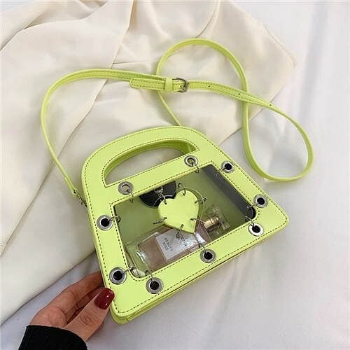 Summer Sweet and Cool Jelly Color Fashion Transparent Women Handbag - Yellow A392-fhbg0334