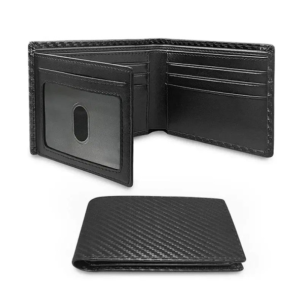 Color: Beige, Ships From: CHINA - Slim Minimalist Tri-Fold Wallet Carbon Fiber RFID Blocking Men's  F640-12000028615760717