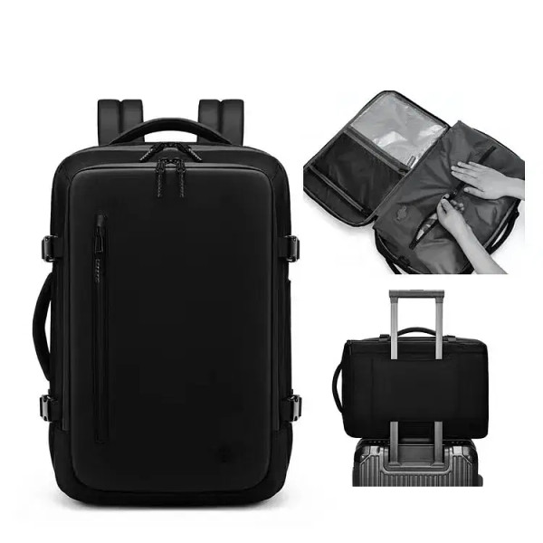 Color: Blue - Airback Vacuum Compression Backpack with Vacuum Pump 60L Expandable Travel Backpack f F640-12000040063202375