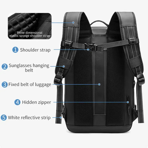 Color: Blue - Airback Vacuum Compression Backpack with Vacuum Pump 60L Expandable Travel Backpack f F640-12000040063202375
