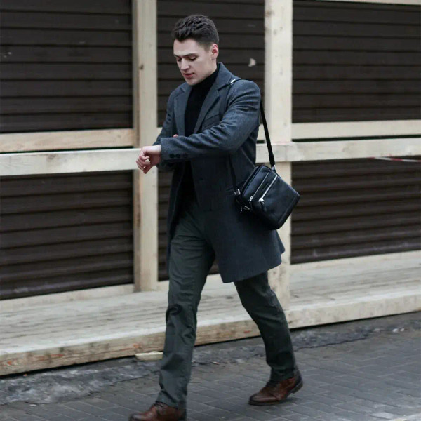 Color: Blue, Ships From: CN - BISON DENIM Classic Black Male Bag Genuine Leather Business Crossbody F640-12000032851433009