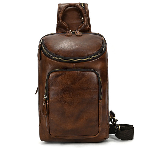 Color: Coffee color - Men's Retro Crazy Horse Skin Shoulder Bag Q119-CJYD204973303CX