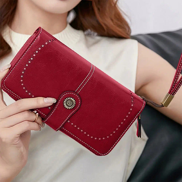 Color: Yellow - Vintage Large Capacity Women's Purse, Monochromatic, Multi-card, Long Wallet, Multi F640-12000038584451787