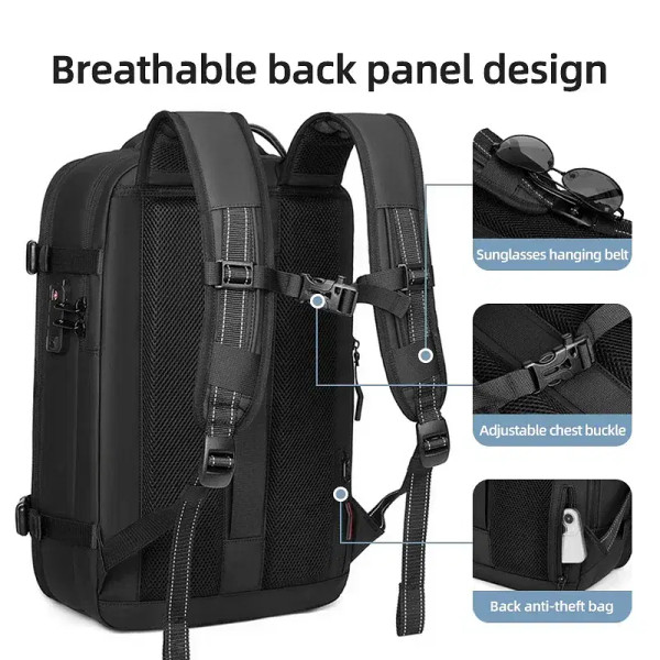 Color: Clear - Men Travel Backpack vacuum compression Laptop Backpack 17 inch Extended Large Capaci F640-12000041990729841