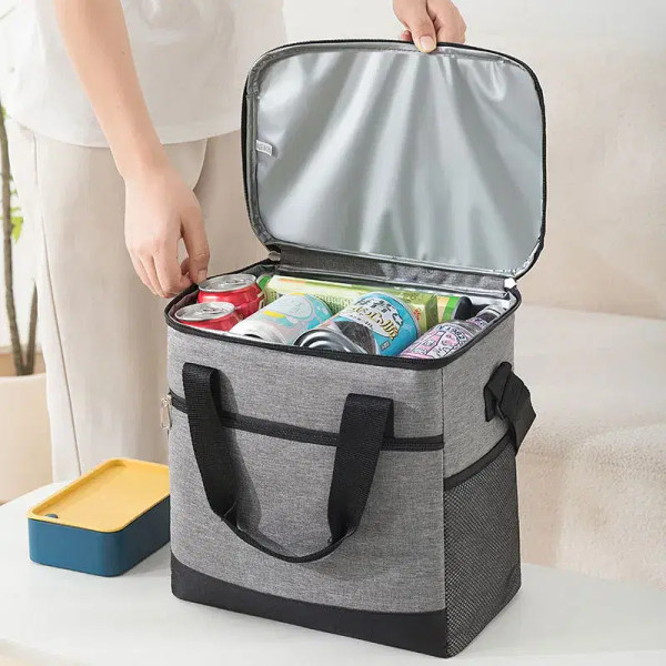 Color: Blue - Large Capacity Tote Bento Insulated Lunch Bag Picnic Food Lunch Box Storage Ice Coole F640-12000035863417754
