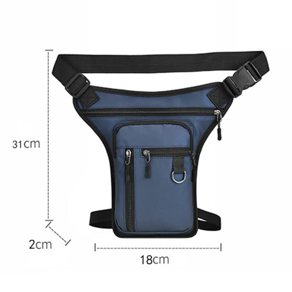 Color: Blue - Men Drop Leg Bag Waist Bag Waterproof Men Fanny Pack Phone Purse Motorcycle Riding Sh F640-12000039707301366