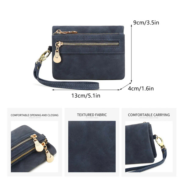 Color: black - Retro foldingzipper wallet high-quality PUleather portablemultifunctional women's wa F640-12000035869013126