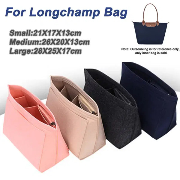 Color: Chocolate, Size: L - Felt Insert Bag Fits For Longchamp Handbag Liner Bag Felt Cloth Makeup  F640-12000040365224163