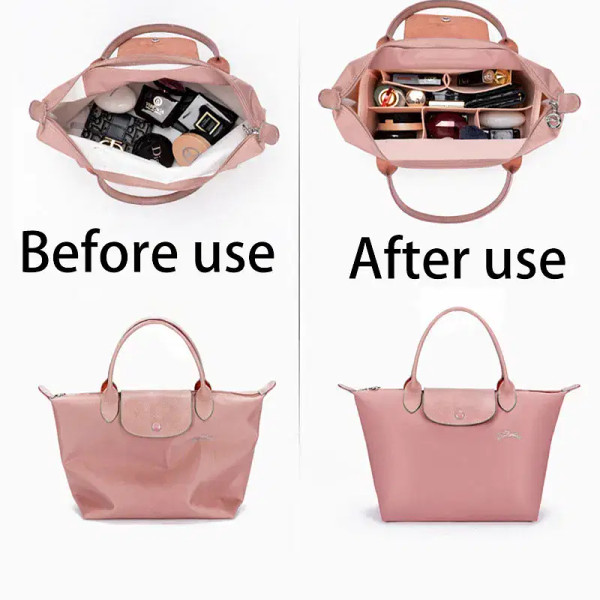 Color: Chocolate, Size: L - Felt Insert Bag Fits For Longchamp Handbag Liner Bag Felt Cloth Makeup  F640-12000040365224163
