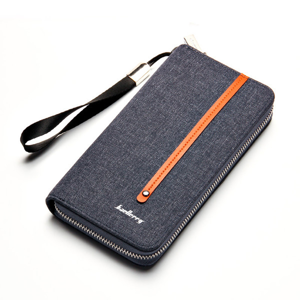 Men's Long Wallet Multi-Card Canvas Zipper Clutch Q119-CJBHNSNS30978