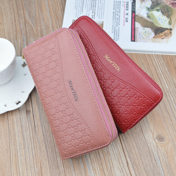 Color: Grey - Ladies Long Large-capacity Double Zipper Wallet Q119-CJNS109477312LO