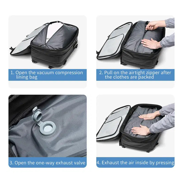 Color: Blue - Men Travel Backpack vacuum compression 17 inch Laptop Backpack Business Large Capacit F640-12000039600843027