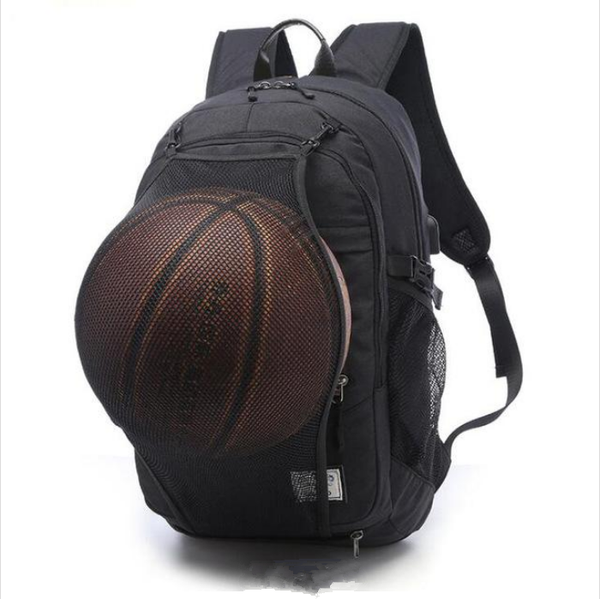 Color: Black with net - Men's shoulder bag, schoolbag, basketball bag, middle school students' char Q119-CJBHNSNS01024-Black with net