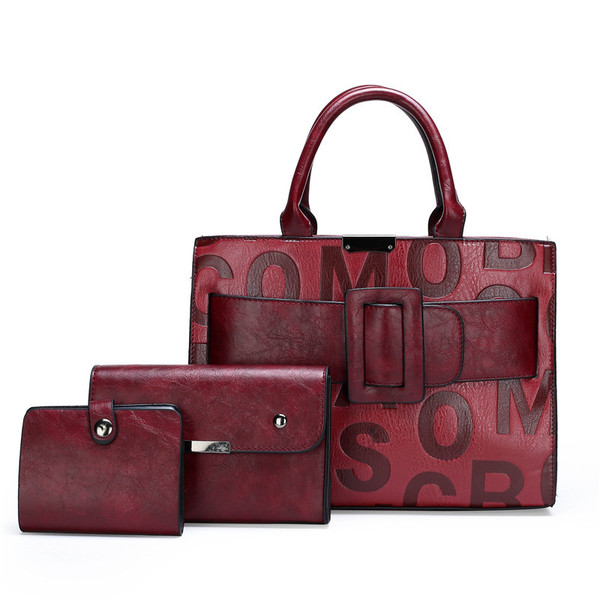 Color: Red set - Messenger bag large capacity handbag women fashion popular bag Q119-CJBHNSNS29620-Red set