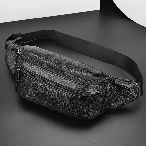 Color: Beige - Men's Genuine Leather Chest Bags Crossbody Bag Luxury Design Durable Pockets Chest B F640-12000030898183129