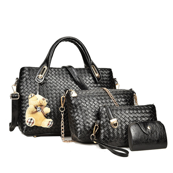 Picture-in-the-mother Bag Four-piece Woven Bear Lady Handbag European And American Fashion One Shou Q119-CJNS1200262
