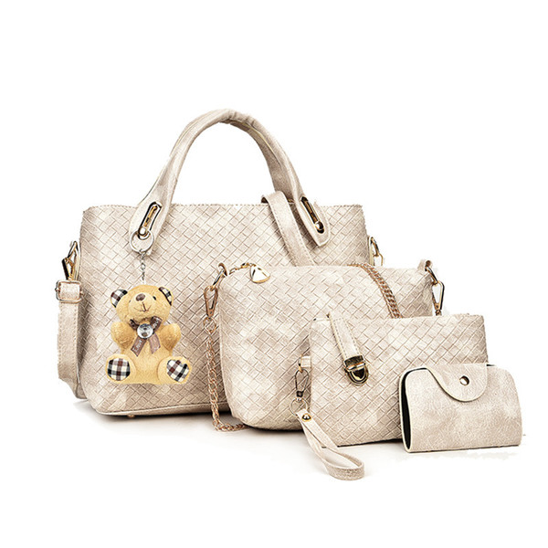 Picture-in-the-mother Bag Four-piece Woven Bear Lady Handbag European And American Fashion One Shou Q119-CJNS1200262