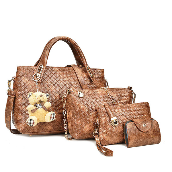 Picture-in-the-mother Bag Four-piece Woven Bear Lady Handbag European And American Fashion One Shou Q119-CJNS1200262