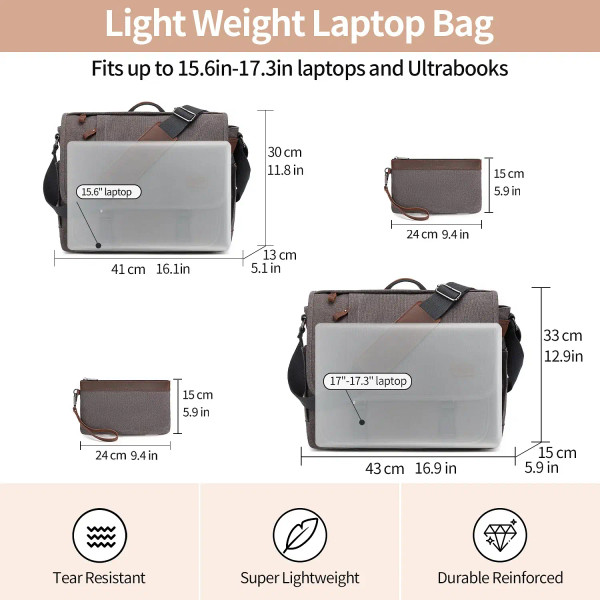 Color: Brown - Waterproof Canvas Messenger Bag for Men, Messenger Bag  ,Shoulder Bag, Casual Comput F640-12000037135116008