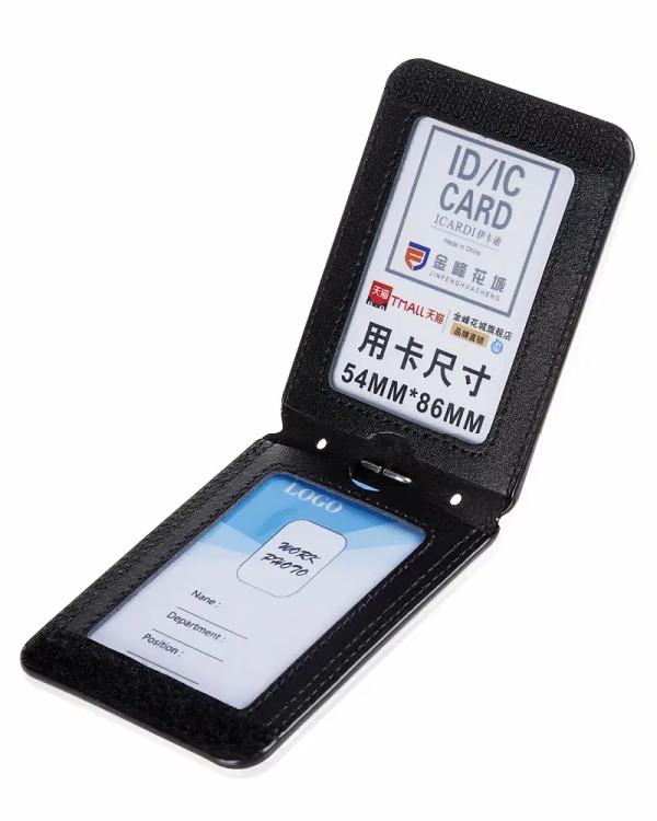 Color: wine red - Formal US Reporter Police Military Badge ID Business Work Card Holder Genuine Lea F640-12000034399516066