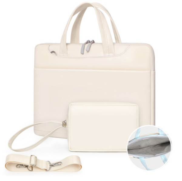 Color: Cream white power pack, Size: 12inches - Leather Large Capacity Laptop Case Q119-CJNS173955321UF