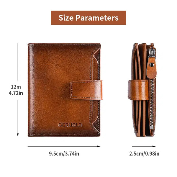 Color: Blue, Ships From: CHINA - GERUOLA Mens Buckle, Zipper, Leather Wallet, Detachable Card, Larg F640-12000040923794882