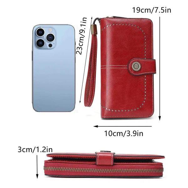 Color: Coffee - Vintage Large Capacity Women's Purse, Monochromatic, Multi-card, Long Wallet, Multi F640-12000038584451783