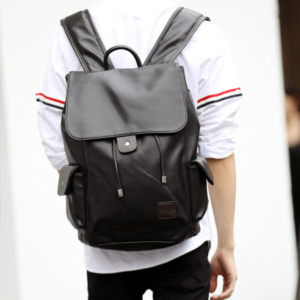 Color: Black, Style: Smooth version - Double shoulder bag men's Korean style leather business trend Q119-CJBHNSNS01120-Black-Smooth version