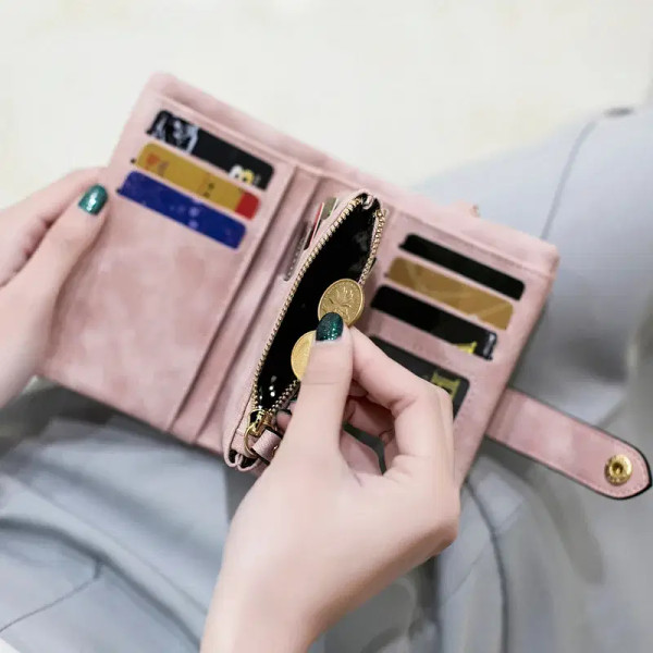 Color: black - MIYIN 2024 New Wallet Women's Short Korean Cute Buckle Double Discount Multi Card Ch F640-12000032804883829
