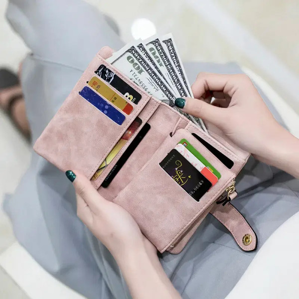 Color: PURPLE - MIYIN 2024 New Wallet Women's Short Korean Cute Buckle Double Discount Multi Card C F640-12000032804883835