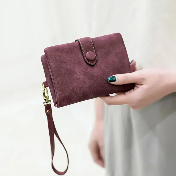 Color: PURPLE - MIYIN 2024 New Wallet Women's Short Korean Cute Buckle Double Discount Multi Card C F640-12000032804883835