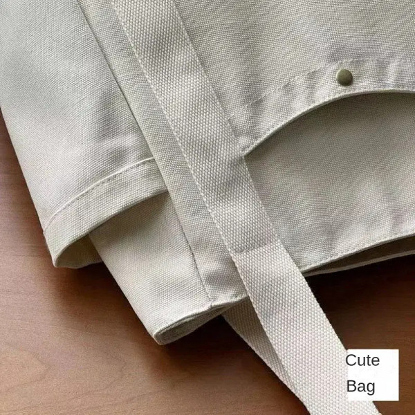 Color: Brown, Size: M - Large Capacity Canvas Solid Letter Tote Bag Versatile Handbag for Commuter  F640-12000040087758005