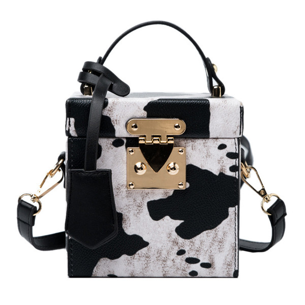 Color: Cow pattern - Pajamas Retro Lock Portable Box Bag Q119-CJNS117729302BY