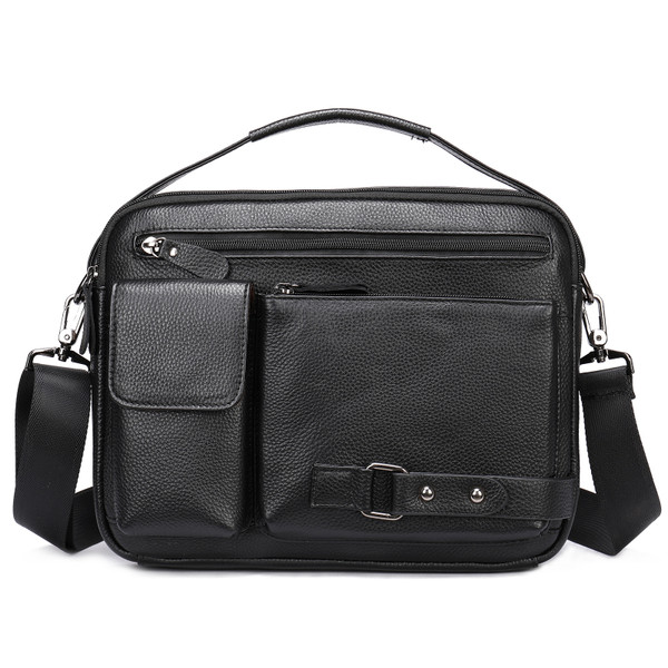 Color: 6004 Black Natural Fall - Men's High Sense Oil Wax Genuine Goods Genuine Leather Messenger B Q119-CJNS223768207GT