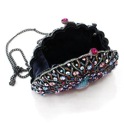 LO2370 - Ruthenium White Metal Clutch with Top Grade Crystal  in Multi Color A874-LO2370