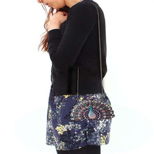LO2370 - Ruthenium White Metal Clutch with Top Grade Crystal  in Multi Color A874-LO2370