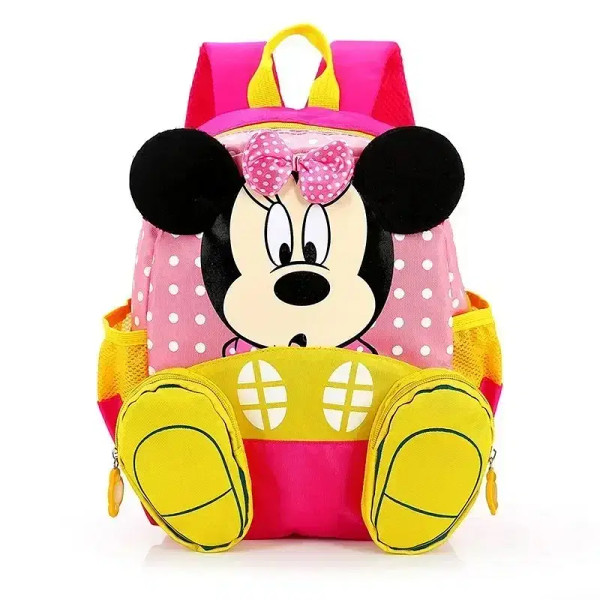 Color: Beige - MINISO Disney New Mickey and Minne Cute Cartoon Bookbag Teenage Casual Fashion Large F640-12000044408113903